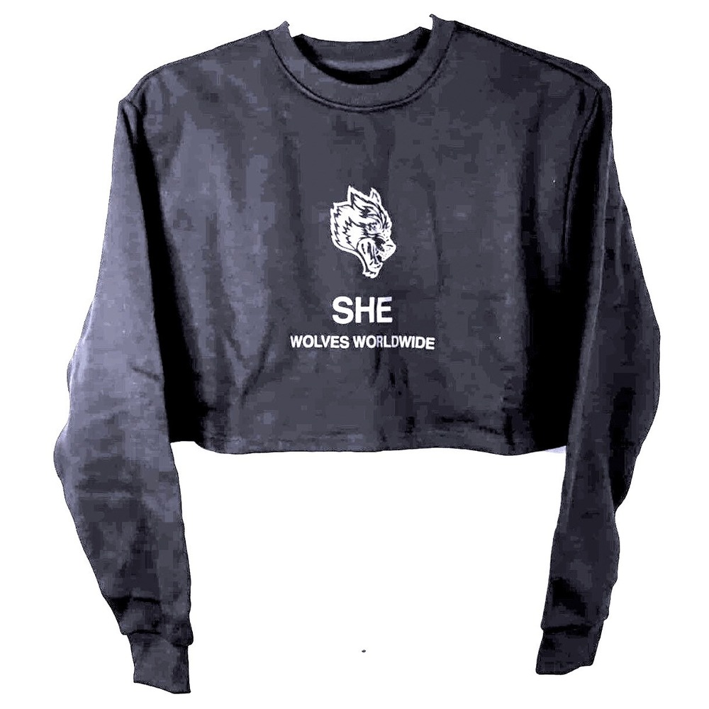 DARC SPORT "SHE" Collection Wolves Worldwide Cropped Crewneck Sweatshirt Size Sm